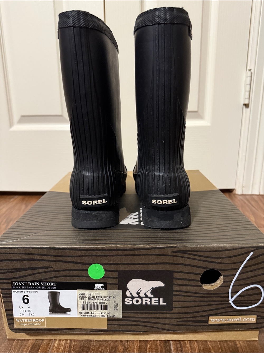 Sorel Black Joan Rain Short Waterproof Boots